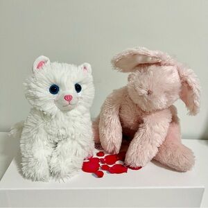 White Cat and Pink Bunny Plush Toys
